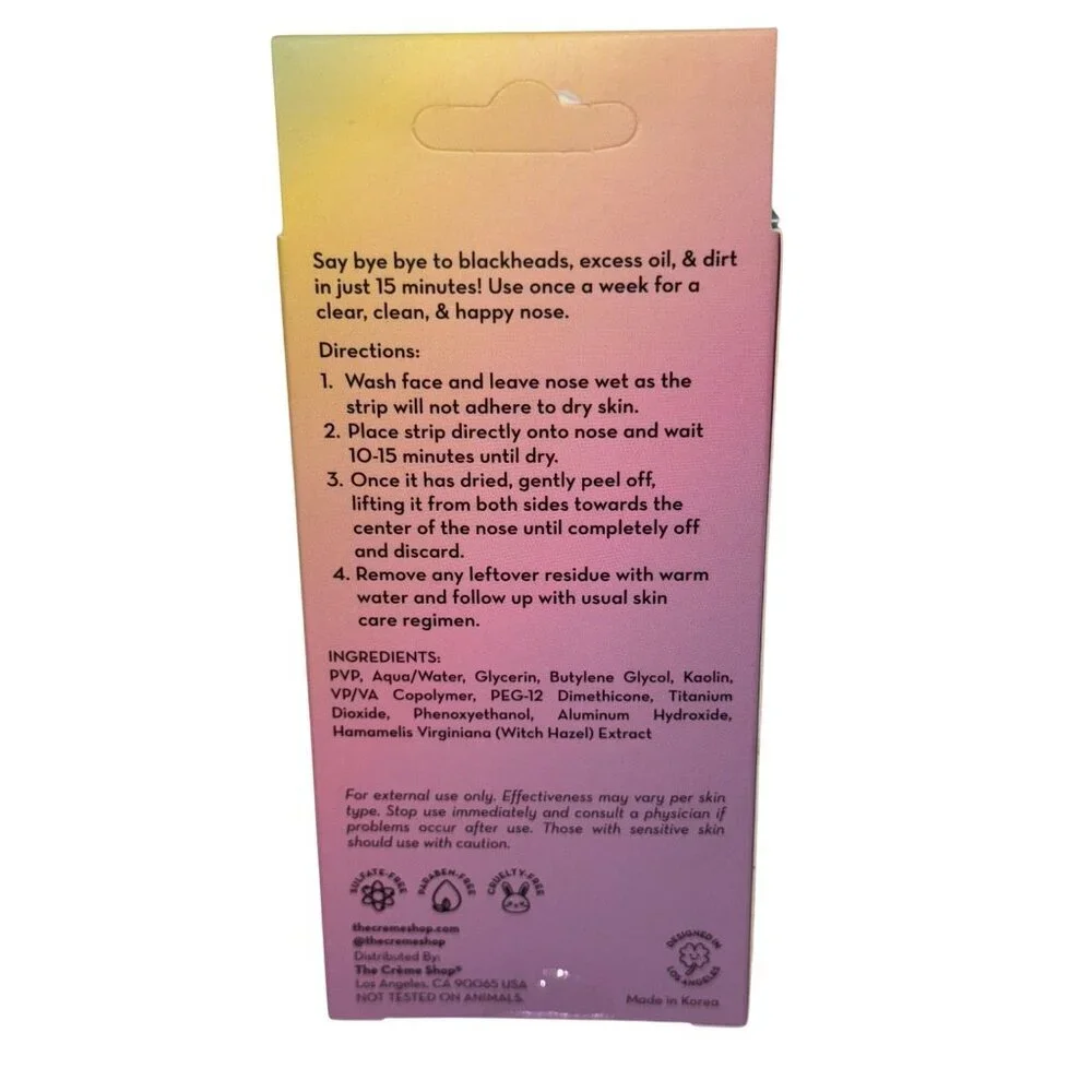 The Crème Shop Bye Bye Blackhead Nose Strips Unicorn Print Set of 6 NEW